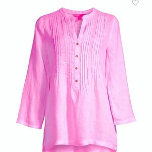 Lilly Pulitzer pink Sarasota linen tunic, Medium